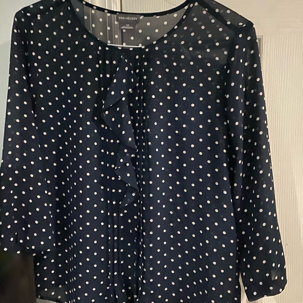 Size medium dark blue with polka dots blouse